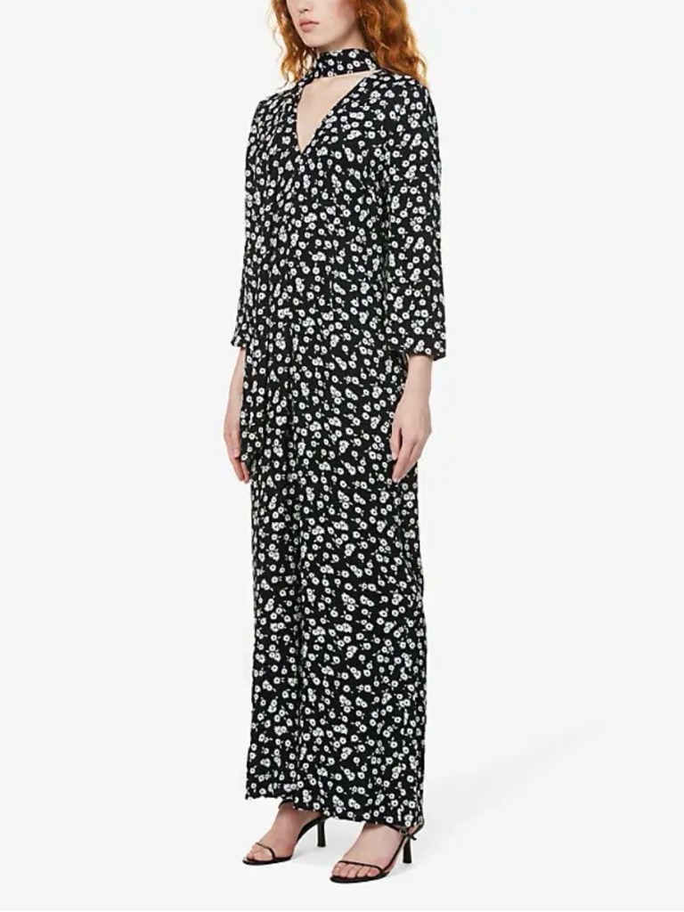 Rixo Ashley Floral Jumpsuit With Tie Collar